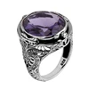 Szjinao – bagues en argent violet améthyste pour femmes, 925 pierres précieuses unisexes, bague pour hommes, Design floral fait à la main, bijoux Vintage, cadeau pour femme, tendance ► Photo 2/6