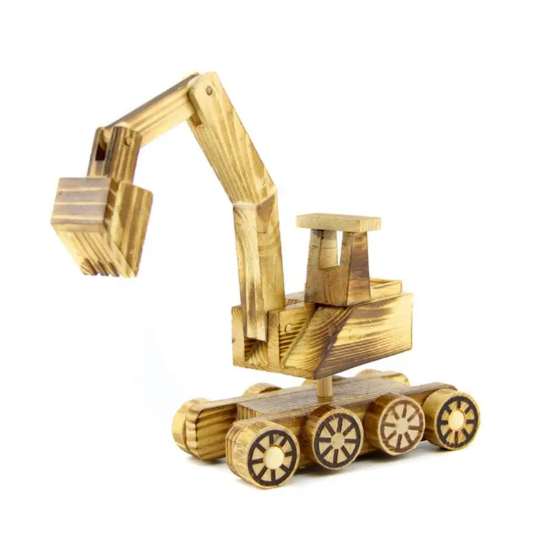 Творческий Деревянный экскаватор бульдозер модель ручной работы домашний декор украшения ремесло для детей обучающая игрушка подарок
