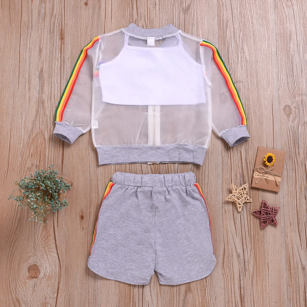 3Pcs Toddler Girl Clothes 2019 Summer Kid Rainbow Sun Protection Clothing Vest Shorts Children Set Outfits Sports Suit For Girls (12)