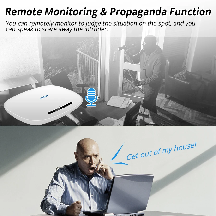KERUI IOS/Android APP Remote Control Alarm System Security Home 433MHz Wireless GSM SMS Business Burglar Alarm Solar Siren Kit