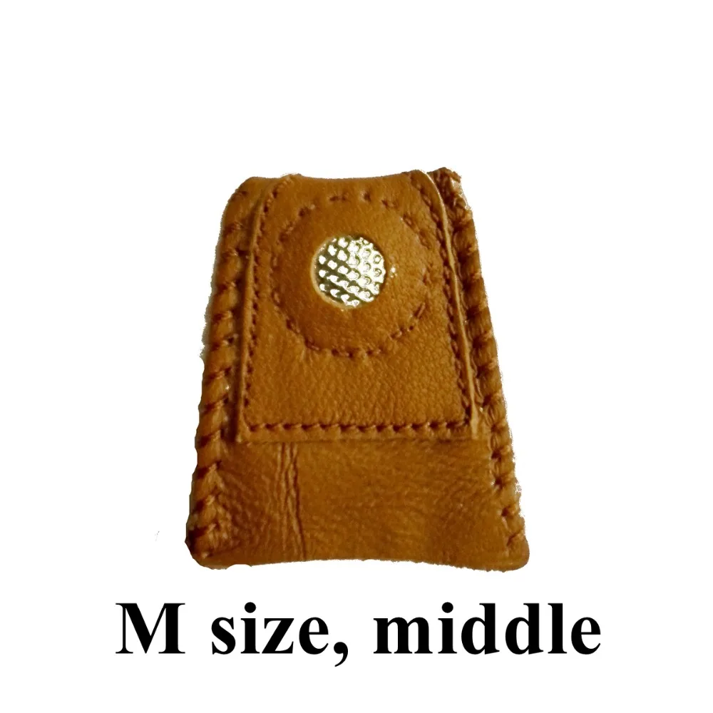 

1pcs middle size 2.4(3.7) x 4cm Synthetic Leather Coin Thimble With Metal Tip DIY Sewing Tool Handmade Needlework supplies plus