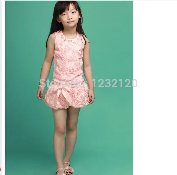 

lowest price solid color stereoscopic rose decoration summer sleeveless T-shirt +shorts short pants summer set suits for girls