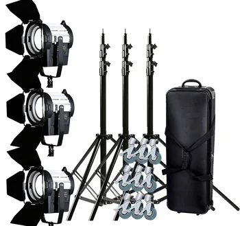 

(3*50w KIT Wheels) 3*50W LED Fresnel Spot Continuous Focus Light Daylight dimmable spotlight Studio flicker free CD50