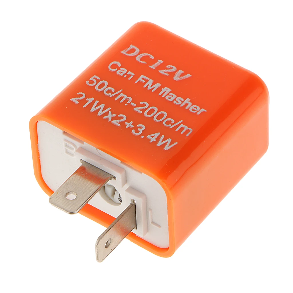 2Pin LED Flasher Relay Fix For LED Turn Signal Light Bulbs 12V Orange Turn Signal Flash LED Flasher Relay