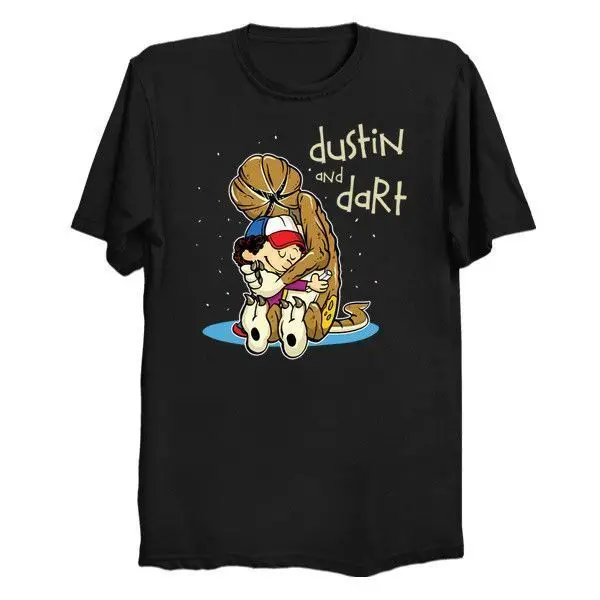

Dustin and Dart Stranger Things T Shirt Short Sleeves Cotton T-Shirt Top Tee for Sale Natural Cotton Tee Shirts