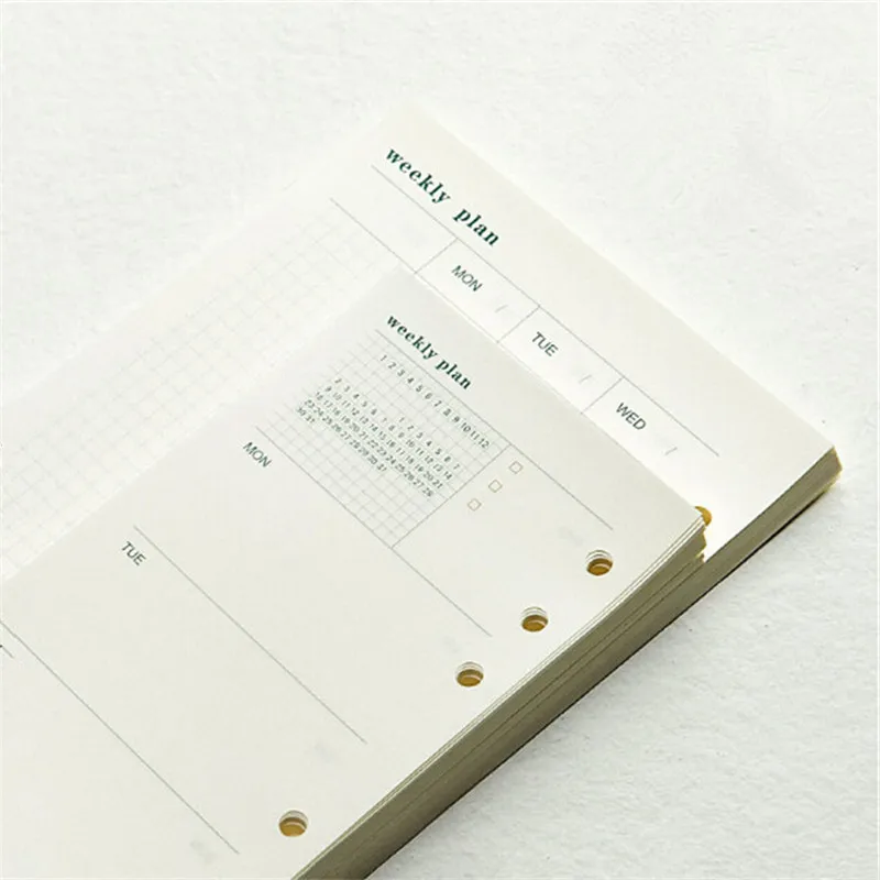 

2019 Fashipon Dokibook Notebook 6 Hole Loose-Leaf Diary A5&A6 Spiral Planner Inner Pages Weekly Plan for Filofax