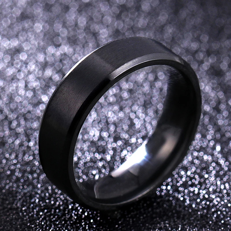 6mm Dull Polish Black Titanium Ring For Men and Women-in Rings from ...