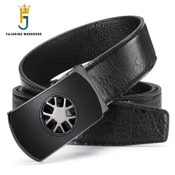 

FAJARINA High Quality Crocodile Line Pattern Genuine Leather Cowhide Round Mesh Automatic Buckle Metal Belts for Men ZDFJ173
