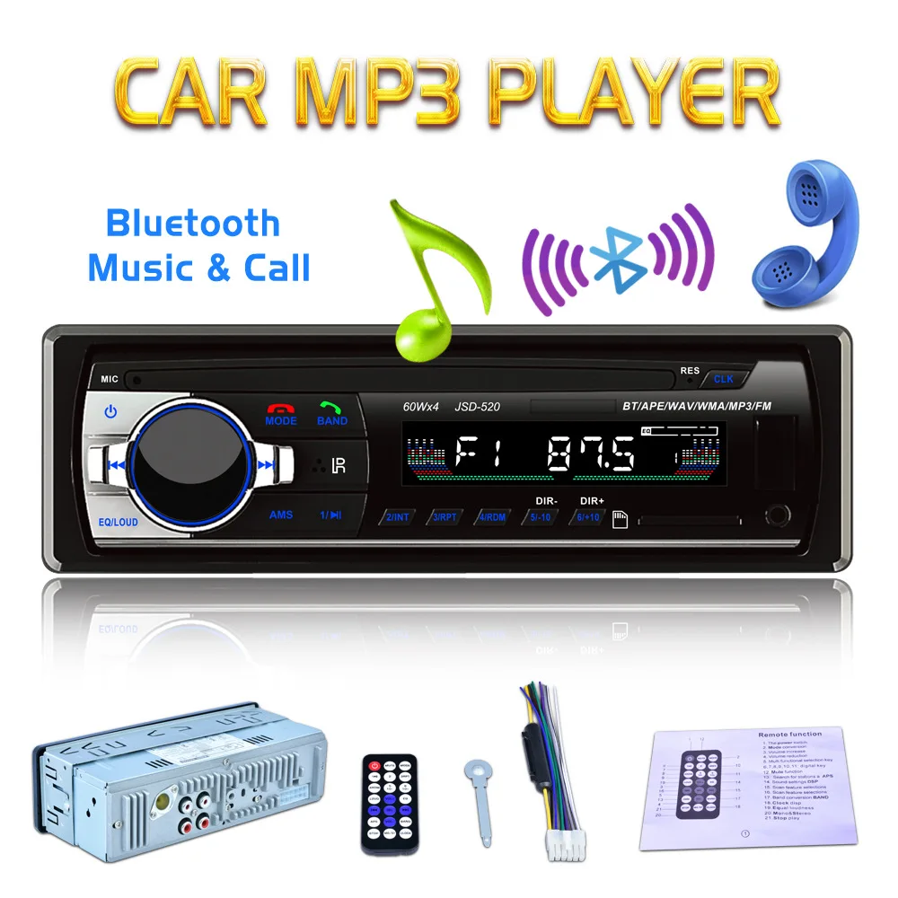 JSD 520 IC7388 Car Bluetooth Stereo Audio MP3 player Radio 12V In dash