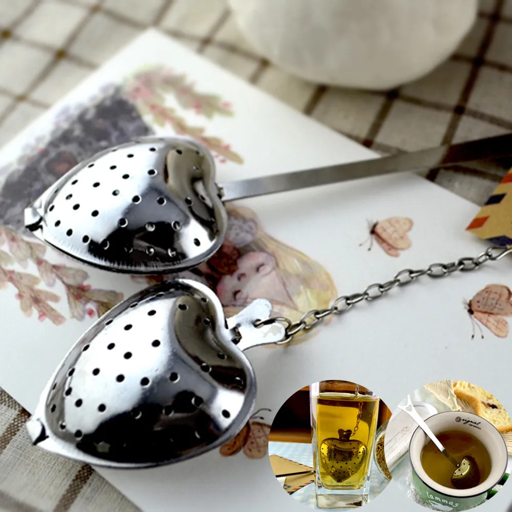 

ISHOWTIENDA Heart Shaped Stainless Steel Tea Leaf Filter Herbal Spice Infuser Strainer Spoo