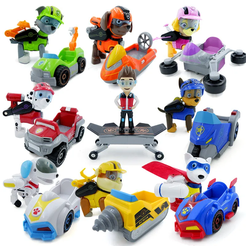 Paw Patrol Dog Sound Effect Pull back Ryder Captain Robot Cars Action Figures Model Patrulla Canina Kids Toys Gifts Hot Sale