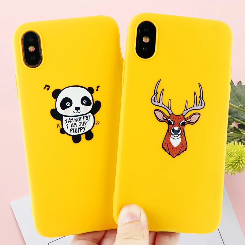 Fashion Cute Panda Deer Phone Cases for IPhone X XS MAX XR 8 7 6 S Plus Case Soft Silicone Fitted Mobile Cover Accessories |