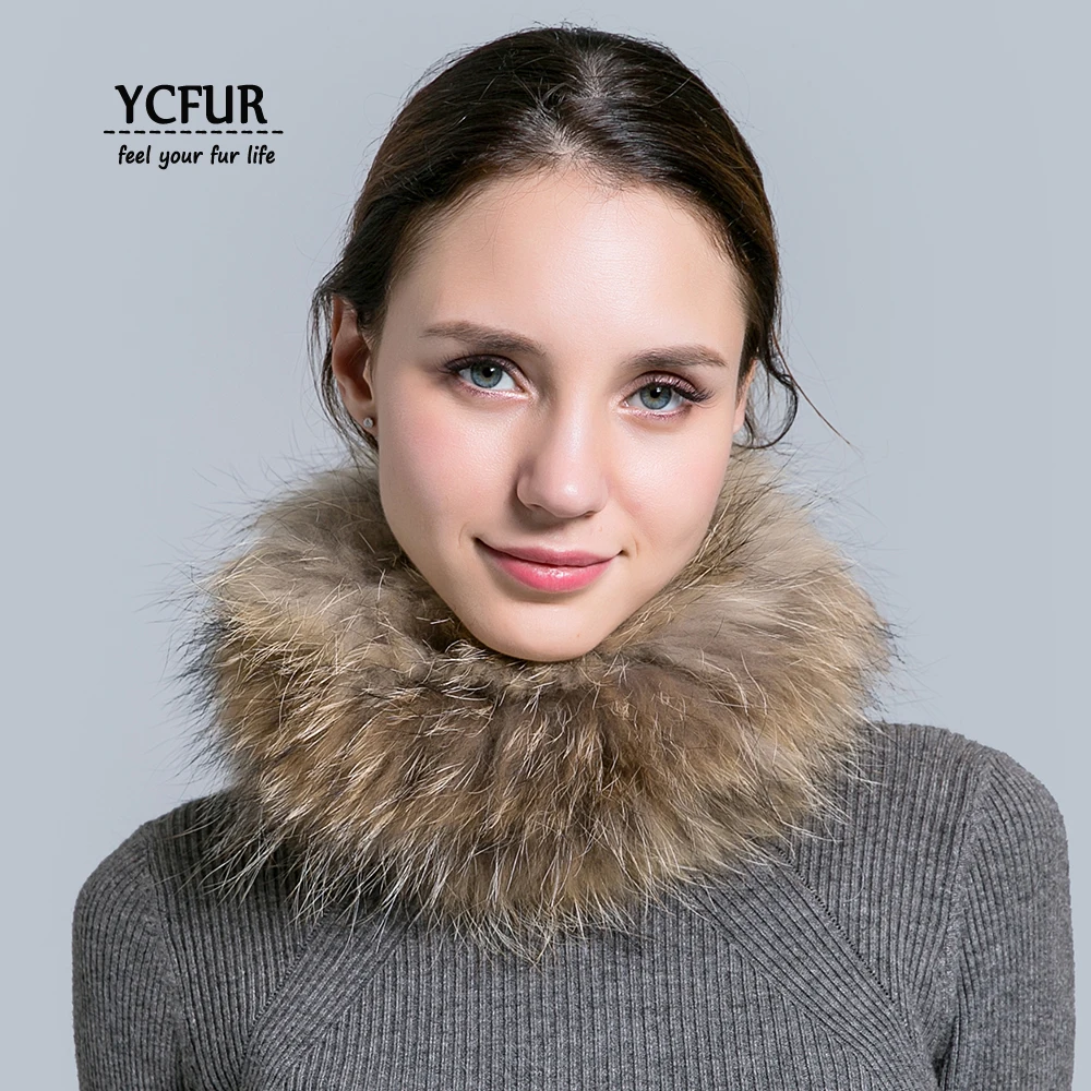 Beste YCFUR Vrouwen Ring Sjaal Winter Elastische Knit Real Vos Bont Sjaals Voor Vrouwen Halswarmer Sjaal Vrouwelijke Haarbanden Hoofdbanden meisjes