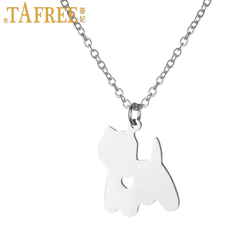 

TAFREE cute Norwich Terrier women fashion necklace Breed Standard UK dog animal stainless steel pendant love dog choker jewelry