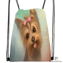 Custom Cute Yorkshire Terrier Drawstring Backpack Bag Cute Daypack Kids Satchel (Black Back) 31x40cm#180531-03-02