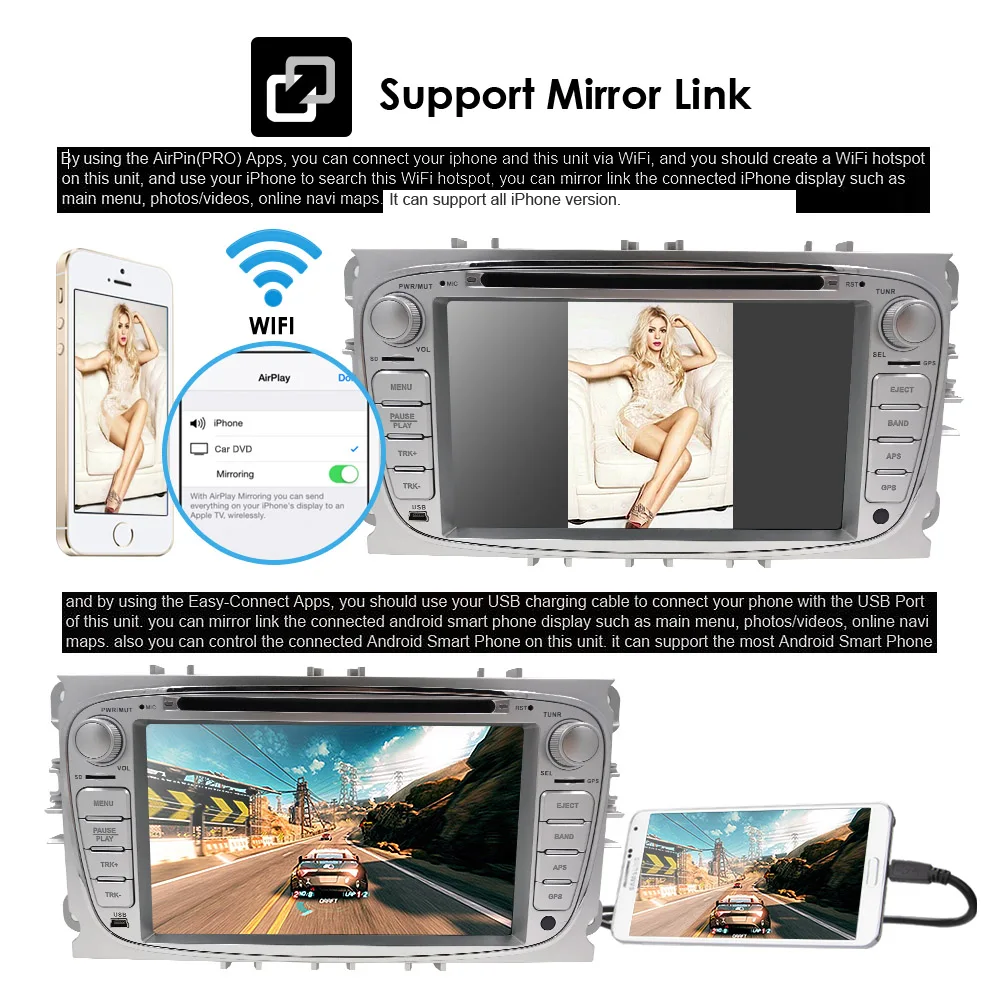 Best Quad Core Android 9.0 2 din Car multimedia Player for FORD FOCUS Mondeo S-MAX C-MAX Galaxy kuga GPS stereo 8