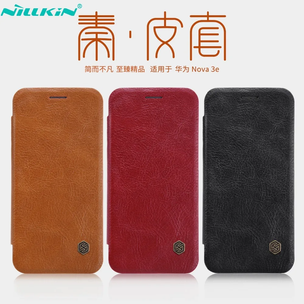 

Nillkin For Huawei P20 Lite Case Cover Flip PU Leather Cover For Huawei Nova 3E Case Card Slot Protective Shield Shockproof