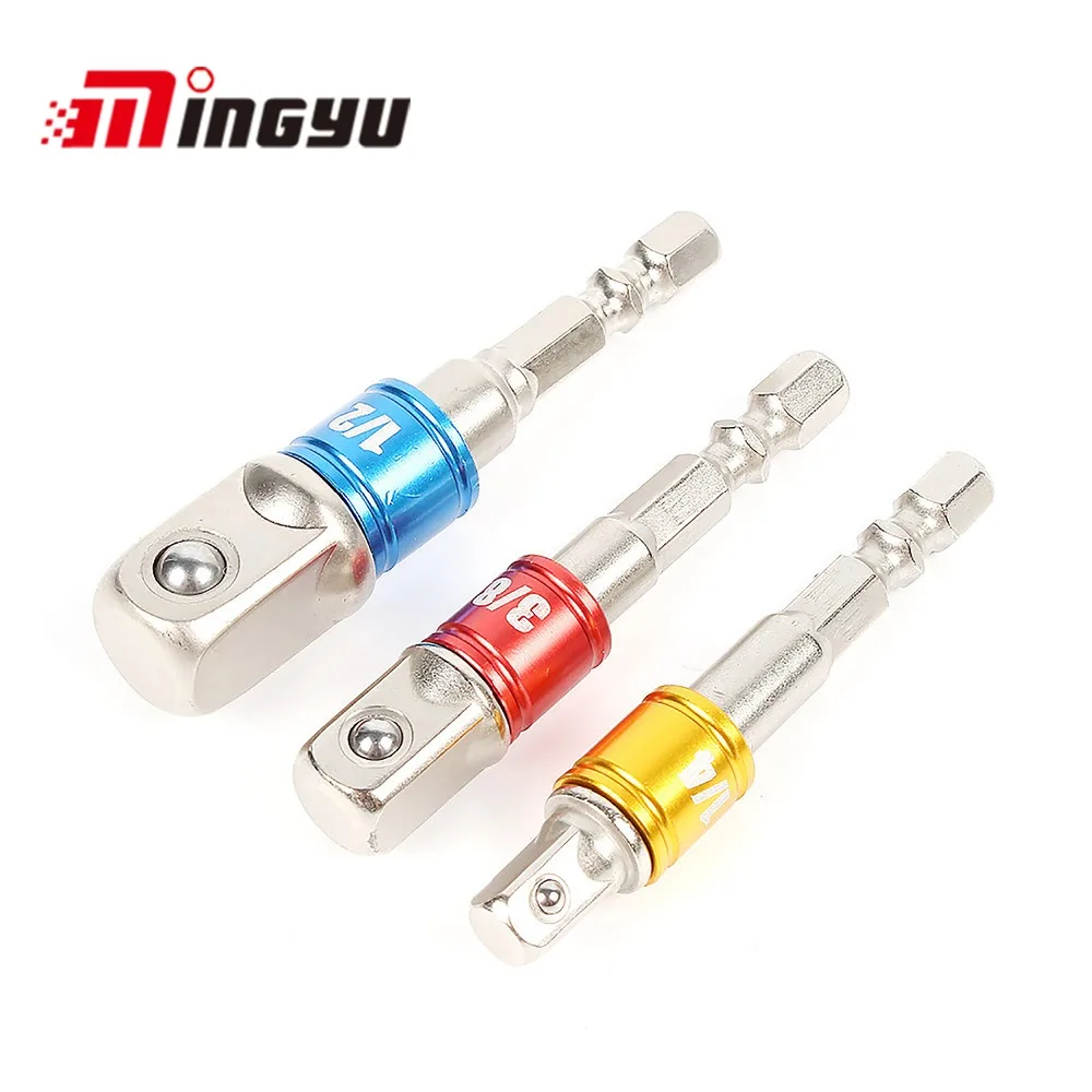 

1/4" 3/8" 1/2" Hex Sleeve Extension Bar Wrench Drive Power Drill Bit Socket Adapter Spanner Hand Tools
