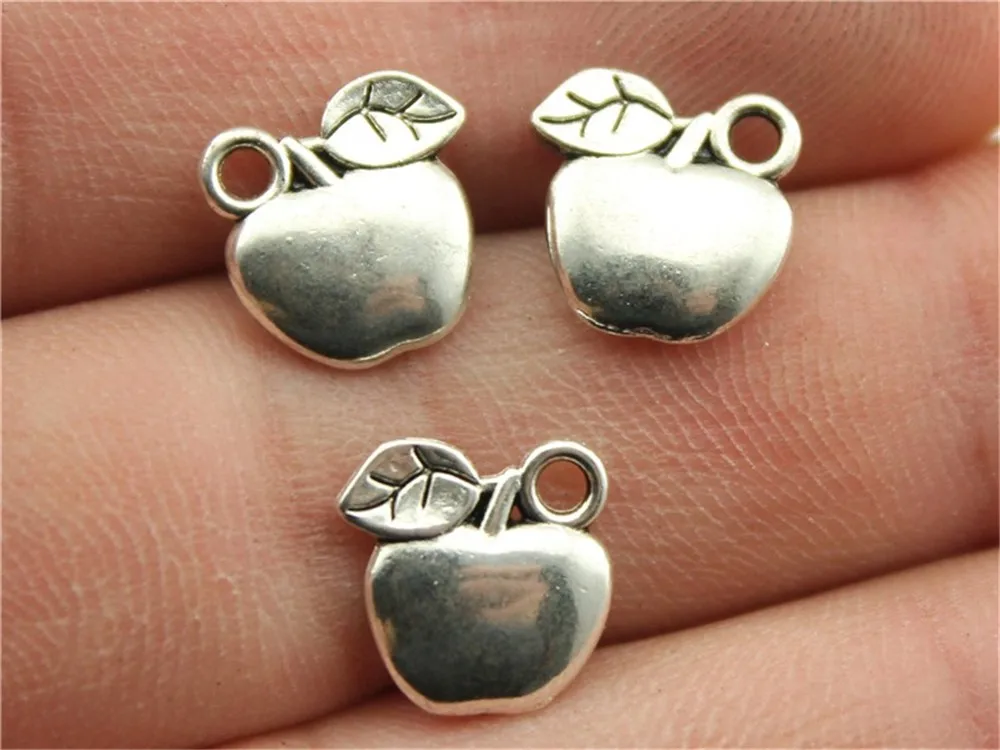 

WYSIWYG 15pcs 10x10mm Pendant Apple Fruit Apple Charm Pendants For Jewelry Making Antique Silver Fruit Apple Pendants
