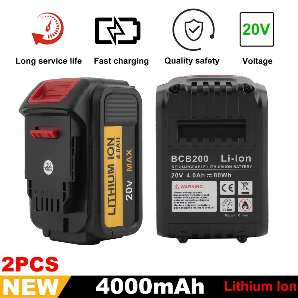 

2 Packs Lithium Ion Battery For DeWalt 20V 4.0AH Professional Replacement Battery High Capacity Replacement Power tool batteries