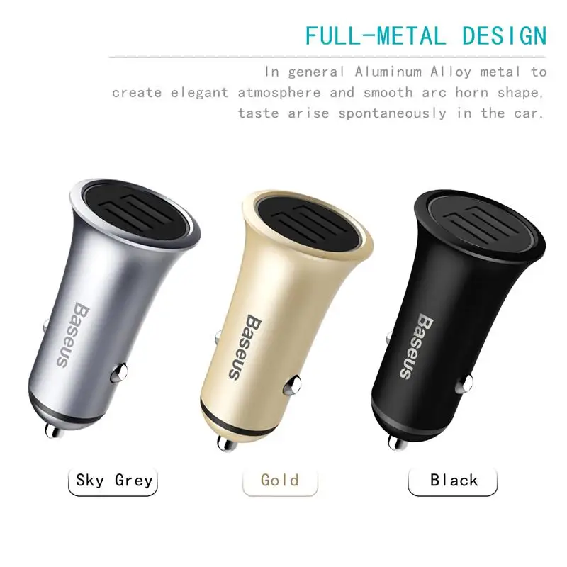 Baseus المعادن المزدوج USB سيارة شاحن آيفون سامسونج S10 شياو mi mi 9 مصباح ليد سريع سيارة شحن مهايئ شاحن الهاتف المحمول Baseus المعادن المزدوج USB سيارة شاحن آيفون سامسونج S10 شياو mi mi 9 مصباح ليد سريع سيارة شحن مهايئ شاحن الهاتف المحمول