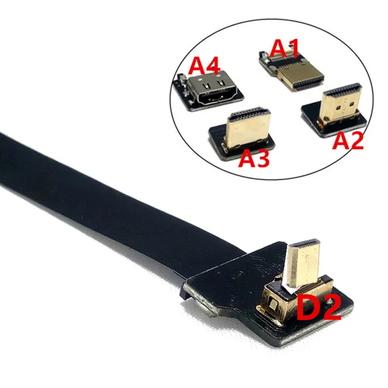 Up Angled Micro HDMI Male D Type to HDMI FPV FPC Flat Cable for GoPro GH4 BMPCC A5000 A6000 A7R A7S 5cm 10cm 20cm 30cm 50cm 80cm Up Angled Micro HDMI Male D Type to HDMI FPV FPC Flat Cable for GoPro GH4 BMPCC A5000 A6000 A7R A7S 5cm 10cm 20cm 30cm 50cm 80cm