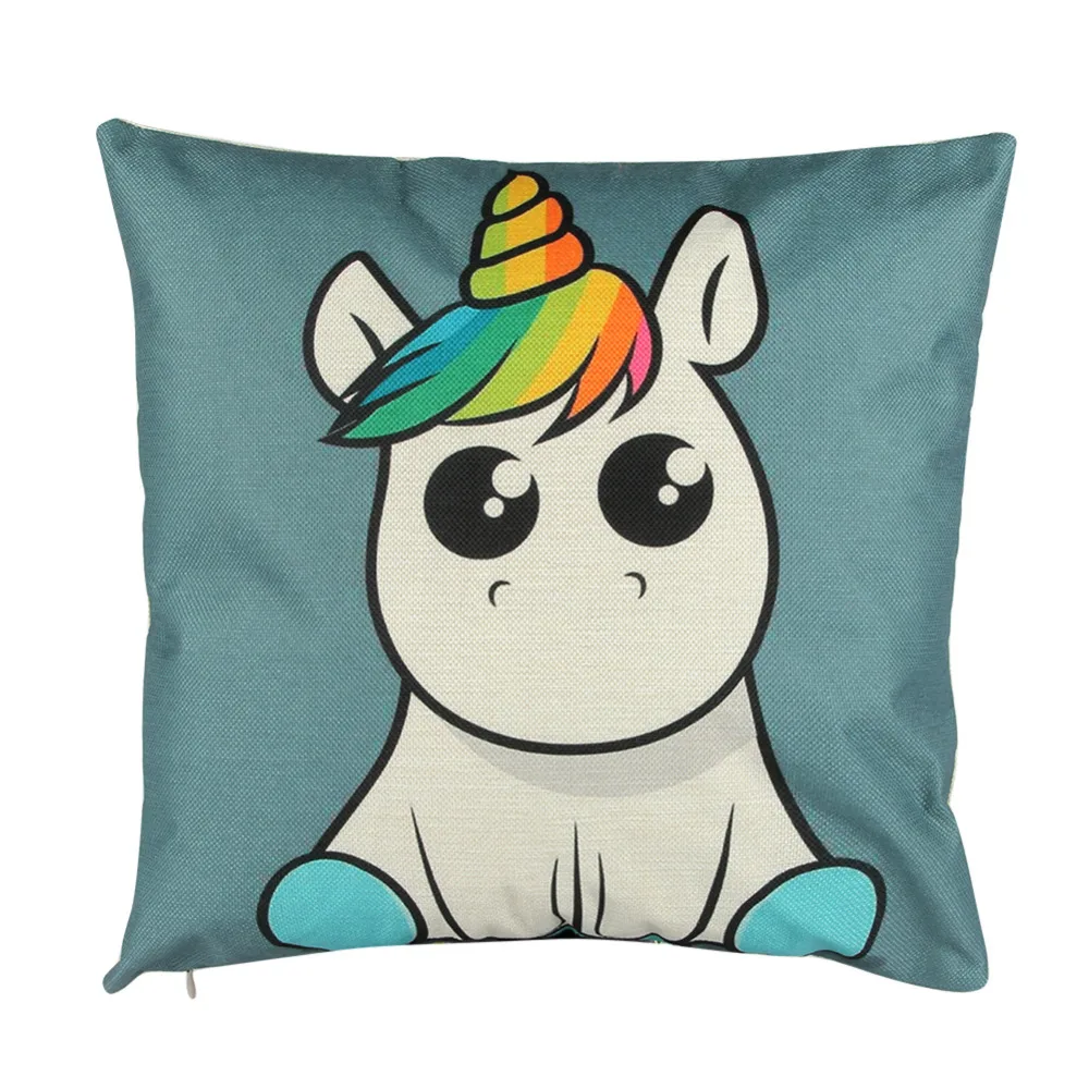 

Rainbow Hairstyle Einhorn Pillow Cover Popular Square Cotton Linen Throw Waist Neck Cushion Pillowcases for Home Decoration