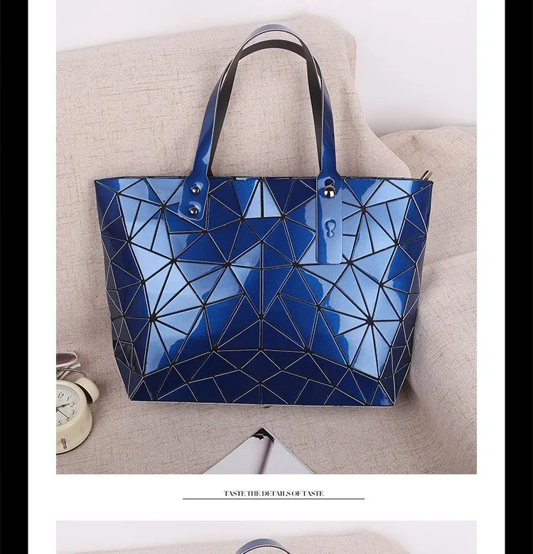 Новая мода PU Геометрическая Складная женская сумка большая Повседневная сумка с каменной молнией Брендовая женская сумка на плечо хорошее качество