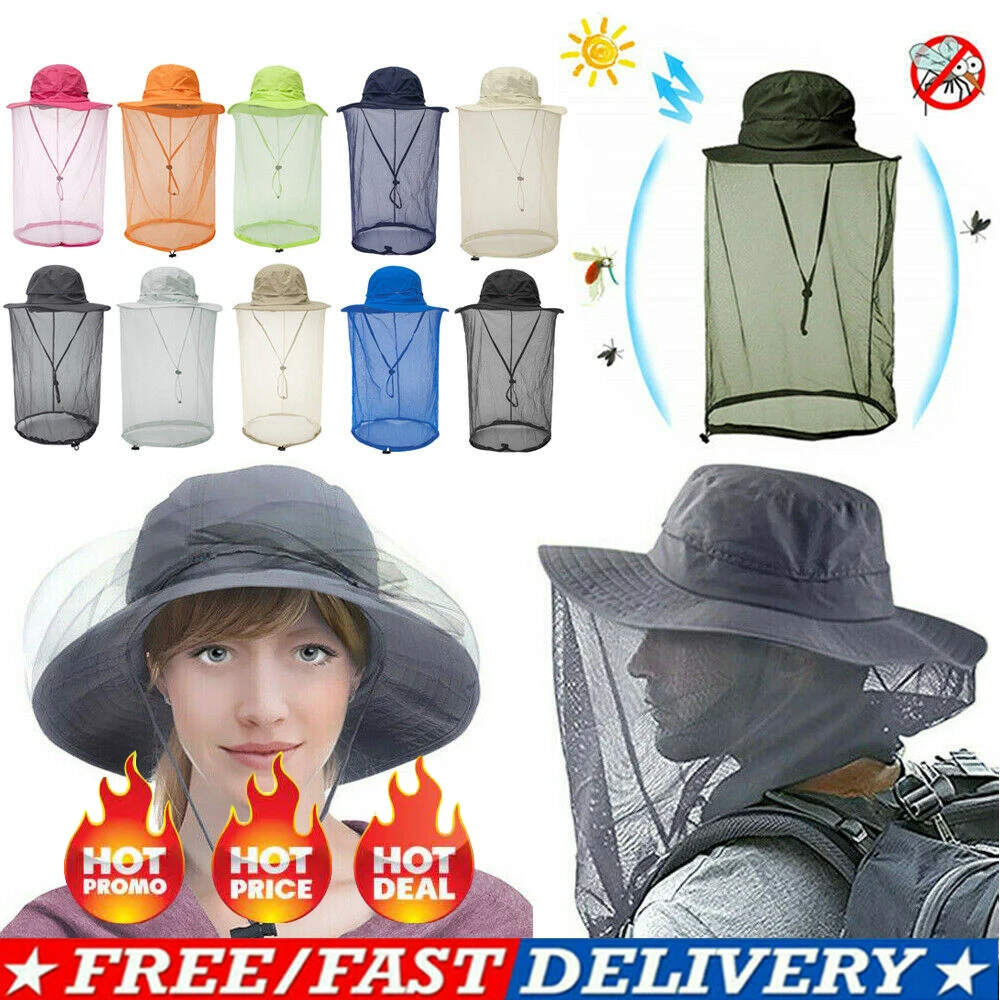 Модная уличная одежда Moskito Kopf Netz Hut Wandern Angeln Sun Bee Bugs Mesh Gesichtsschutz летний солнцезащитный козырек тент паруса