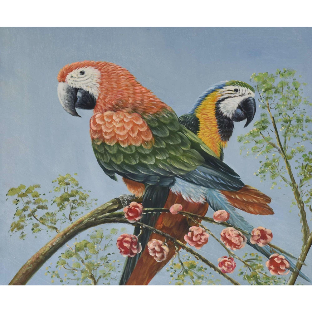 

2020 # TOP art painting-- two Parrots bird OIL painting---100% handpainted art on canvas -- accept custom dog painting