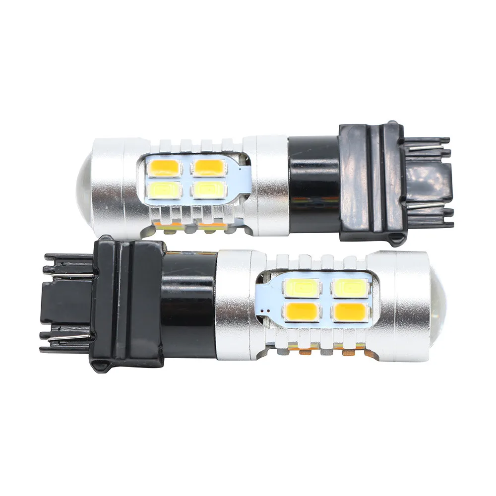 

2X High Power 5730 Chip 3157 Dual Color Switchback for SMD LED Tail BrakeLight Bulb White Car Driving Running Lamp Auto Leds #BE