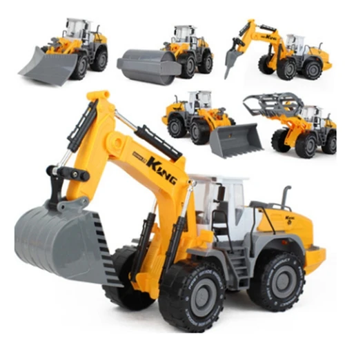 

1:144 Children's simulation car toy inertial engineering vehicle medium-sized four-wheel drill excavator model wholesale toys