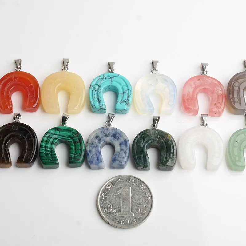 30x30x9mm 5PCS/lot U Shape Pendant Agates/Jaspers/Quartzs/Tiger Eye Pendants For Necklace Jewelry Making Trinket | Украшения и