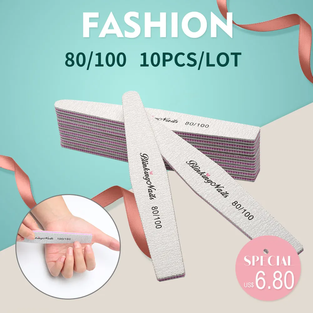 BlinkingNails 10 шт одноразовые пилы пилка для ногтей 80/100 Bafik пилок 100/180 блок в алмазной