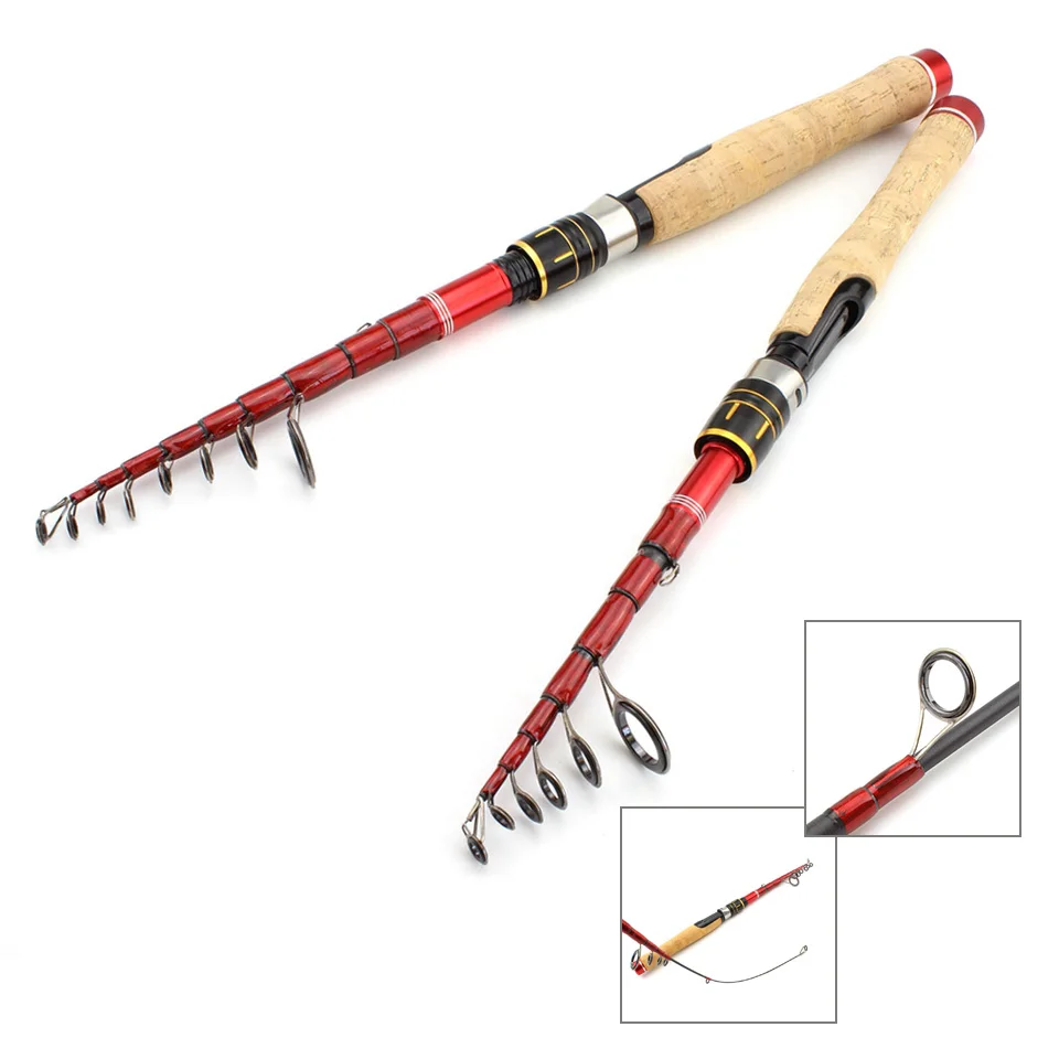 

Carbon Fiber 1.6m 1.8m 2.1m 2.4m 2.7m lure rod Telescopic Spinning Fishing Rod wooden handle Travel fishing Free shipping