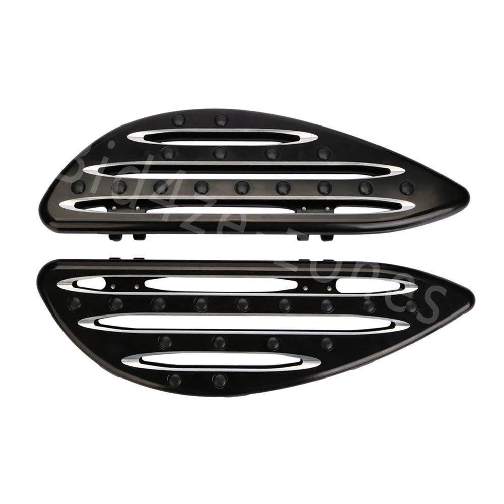 Front Footboard BLACK CNC Cut Driver Stretched Floorboards For Harley FLH F  通販