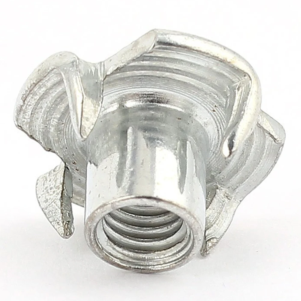 

New 50Pcs 4 Prongs Carbon Steel Zinc Plated T-Nut Tee Nut M5 x 8mm
