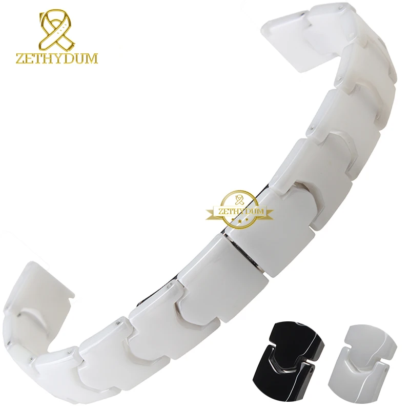 

Ceramic watchband woman's charm bracelet watch strap small wristwatches band 12mm white black not fade allergy watch accessories