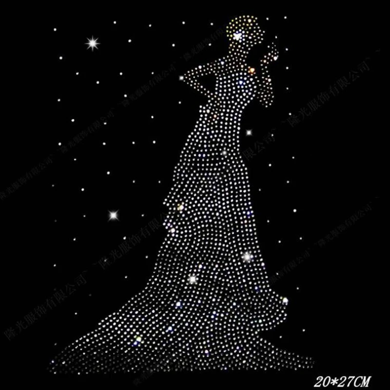 Grande Fleur Fille Iron on Strass Transfert Strass Bling fait main tissu UK
