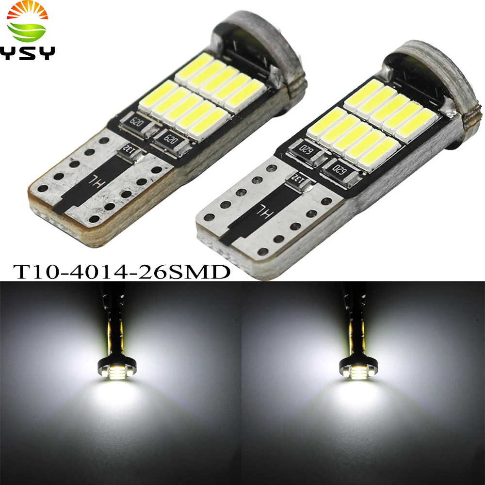 

YSY 300x T10 w5w LED 194 501 car interior light 26SMD 4014 Chip white Instrument Lights bulb 5w5 Auto lamp
