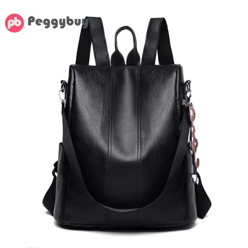 

Women Anti-theft Backpack High Quality School Bag For Women Multifunctional Travel Bags Solid Color Leather Shoulder School Bags