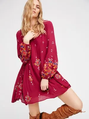 

V-neck Open Back embroidery Bohemian Dress
