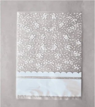 

12x20cm Tiny White Flower Small Gift Bags,Plastic Bakery Shopping Packing Bags 200pcs/lot