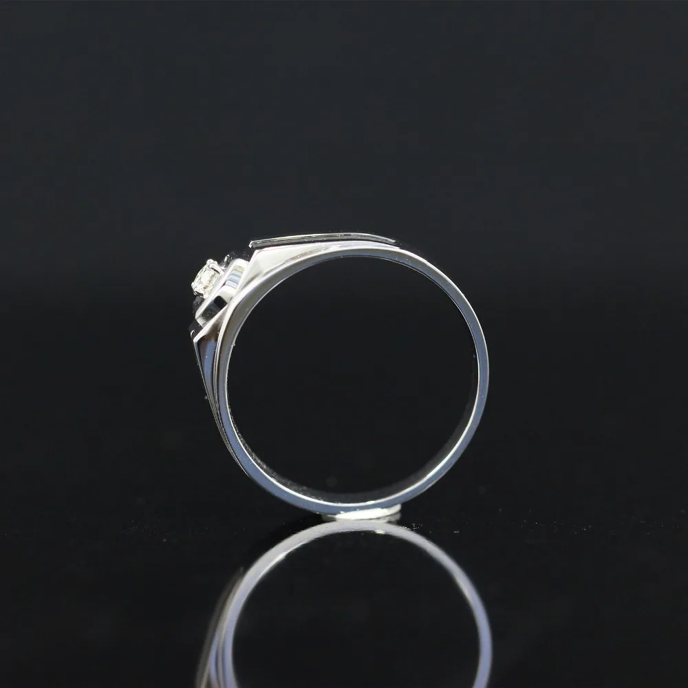 LASAMERO кольца для мужчин 0.092CT круглый вырез кольцо с натуральным бриллиантом 18 к белое золото обручальное кольцо