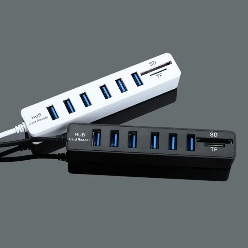 Высокоскоростной USB 2,0 концентратор комбо 6 портов расширитель многопортовый usb-адаптер с SD/TF кард-ридер для ПК компьютер планшет аксессуары