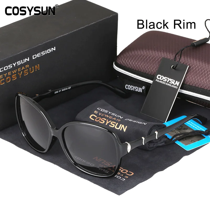 Новинка, брендовые поляризационные солнцезащитные очки для женщин, фирменный дизайн, тени с бамбуковой оправой, дизайнерские женские солнцезащитные очки, женские очки CS0352 - Цвет линз: C1 Black