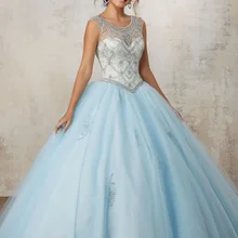 Недорогое бальное платье Бальные платья органза с бисером блестками сладкое 16 платье для 15 лет