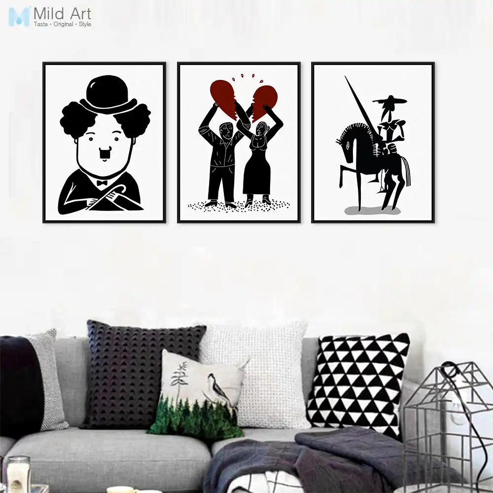 Modern Minimalis Hitam Putih Chaplin A4 Seni Poster Lucu Hippie