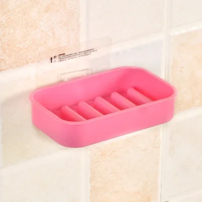 Творческий утолщаются Ванная комната Кухня бесшовные вакуумной присоски всасывания мыльницей чашки складной висит мыльница блюд - Цвет: Розовый