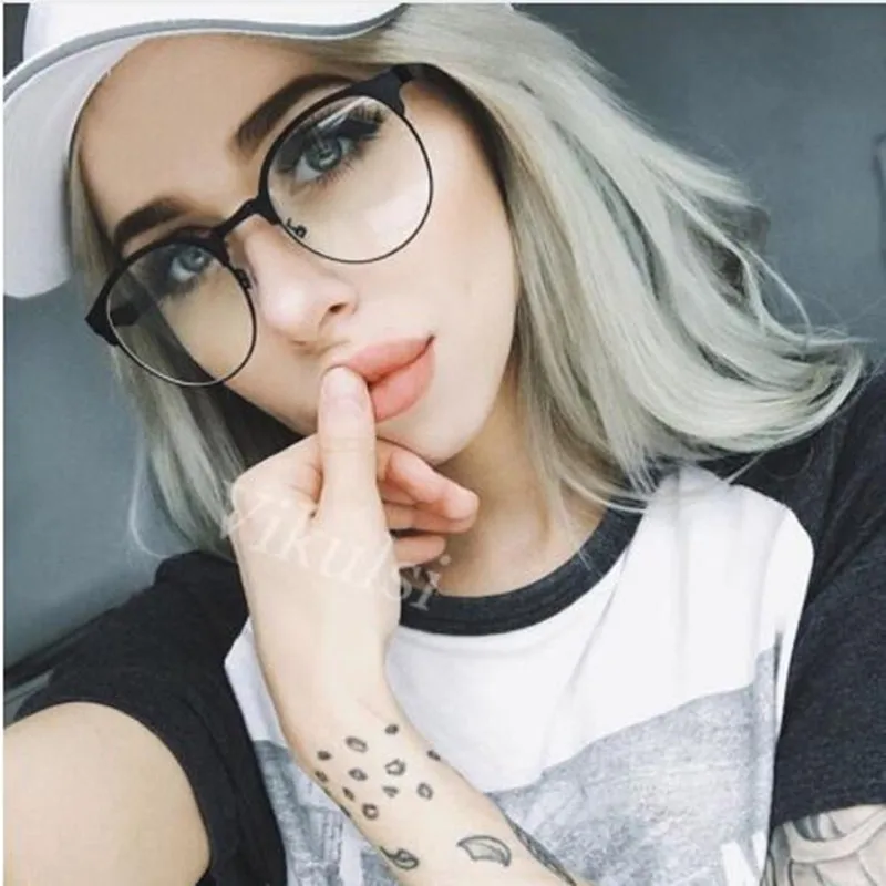 

REALSTAR 2018 Fashion Gold Metal Eyeglasses Frame Women Optical Glasses Myopia Frame Brand Anti Blue Ray Glasses Men Oculos S313